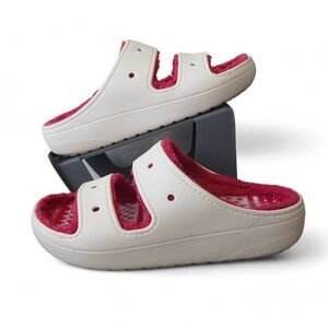 Crocs Cozzzy Slide Lined Sandals "Holiday Red / White" 209227 Men's 9 Women's 11